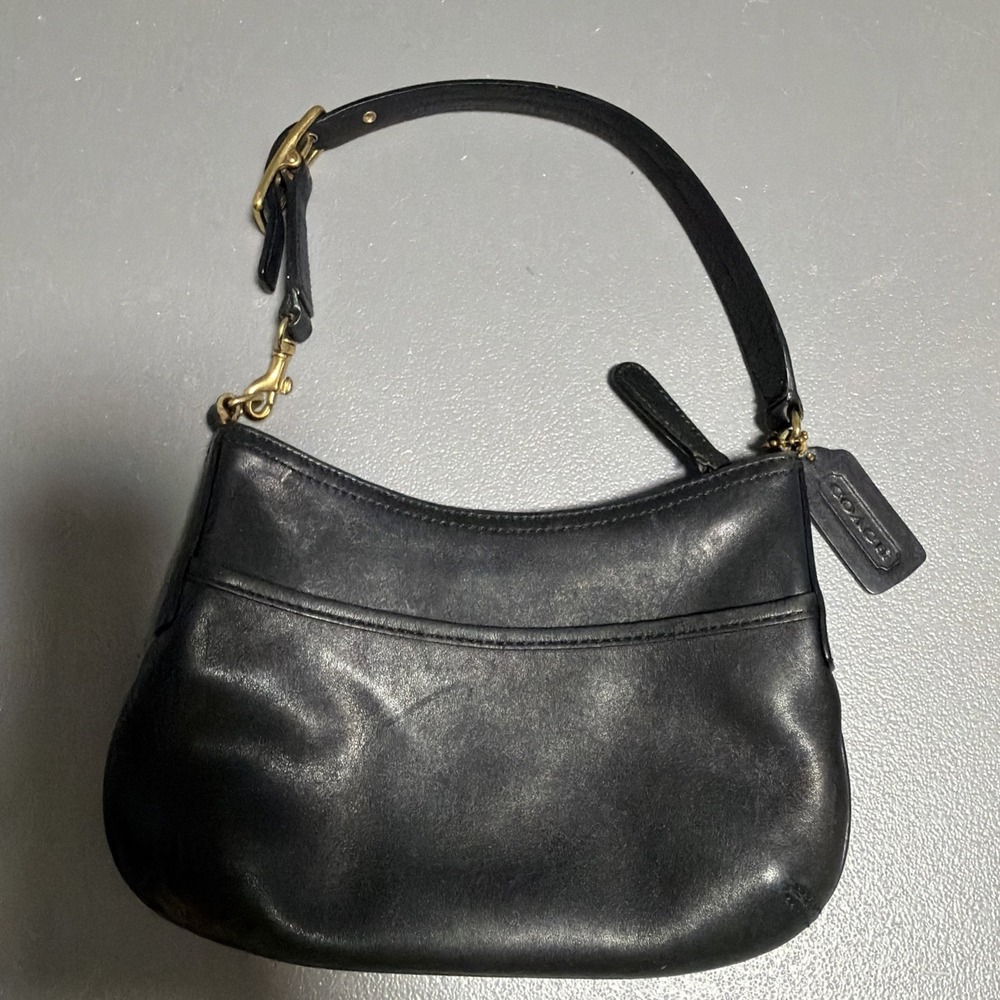 Vintage Coach 9844 Demi Hobo Baguette Hand Bag Leather Purse Black